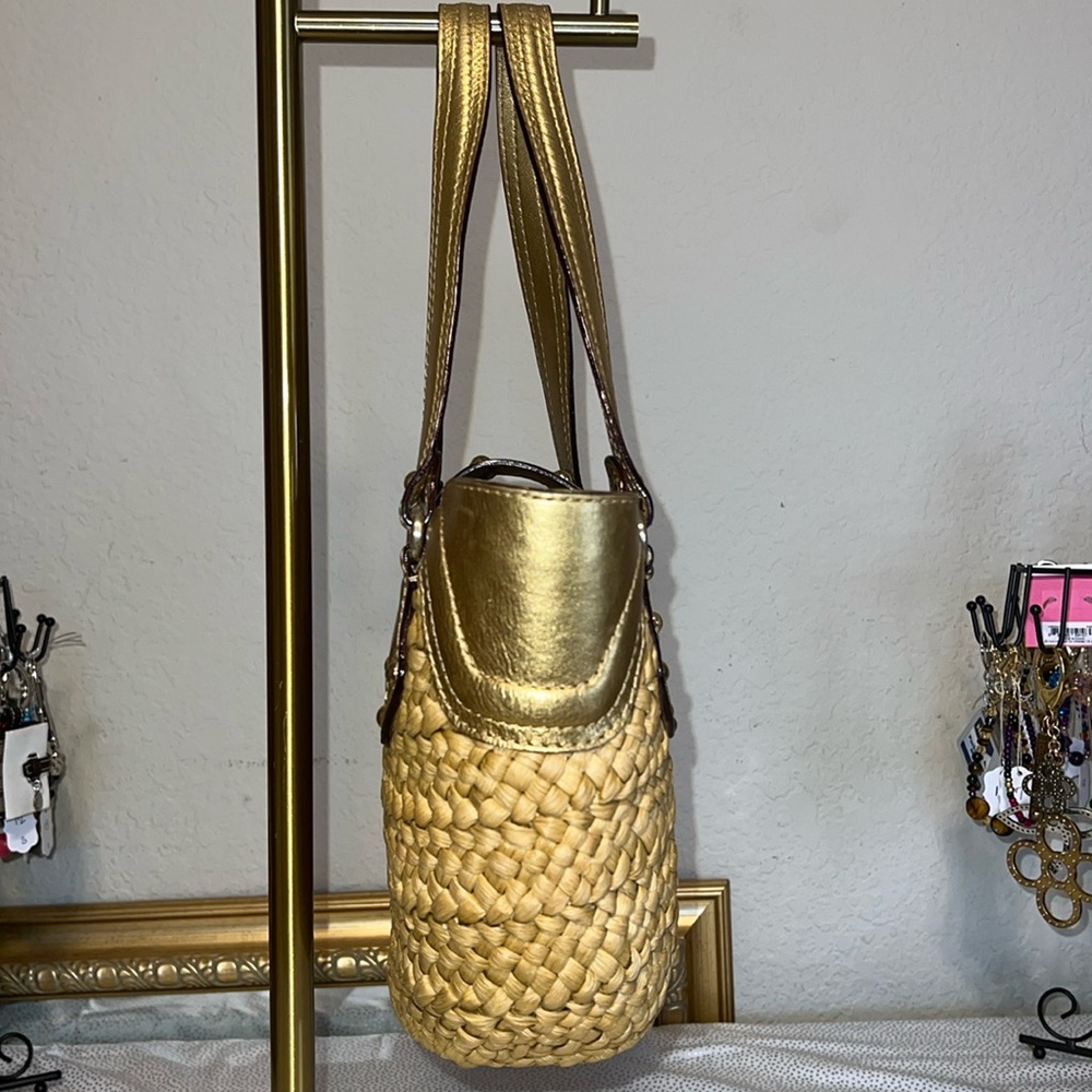 Michael KORS Small Straw handbag with leather trim and handless - Picture 5 of 14